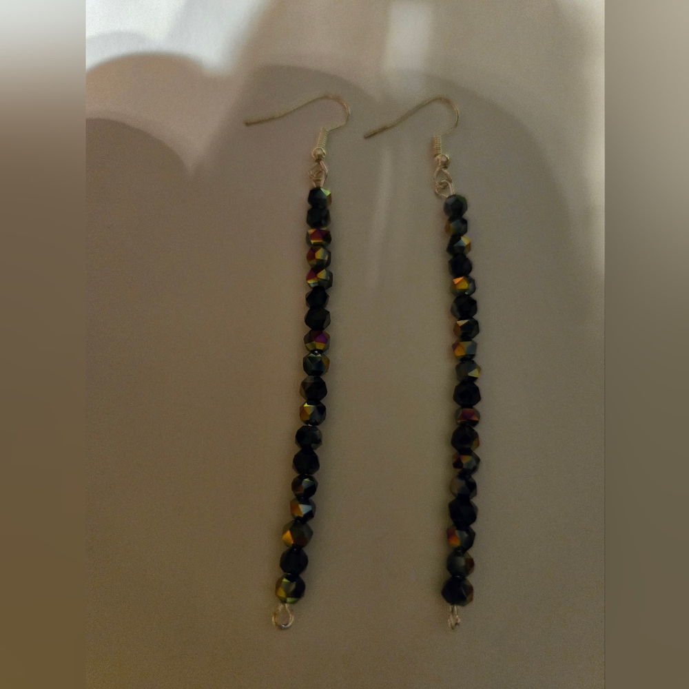 Hand crafted long sparkling beaded earrings